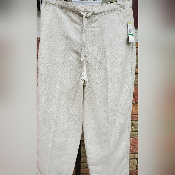 Cubavera Straight Leg Linen Blend Pant Lightweight Off White Cream Large - Picture 2 of 11